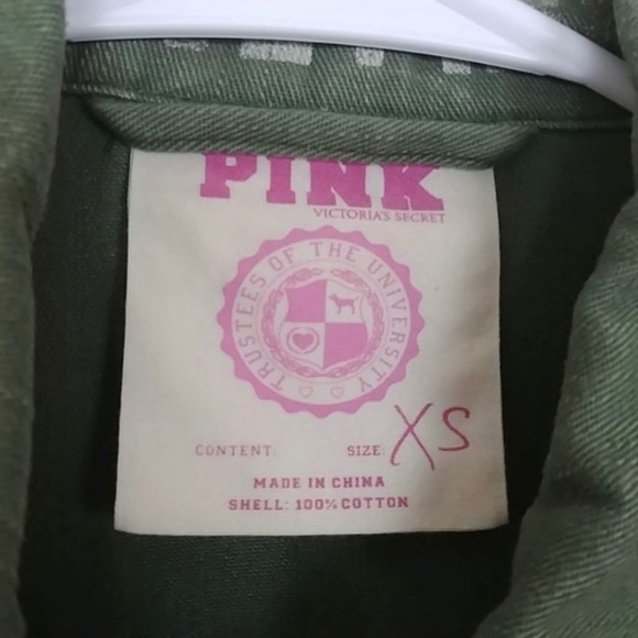 PINK VS Graphic Army Utility Jacket Olive Green - Picture 6 of 7